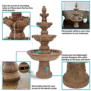 Sunnydaze 4-Tier Pineapple Water Fountain in Earth. View a larger version of this product image.