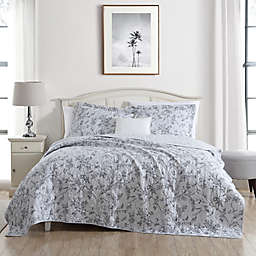 Branch Toile 2-Piece Twin Reversible Quilt Set in Grey