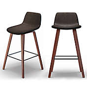 Simpli Home Addy Faux Leather 26-Inch Counter Stool in Distressed Brown (Set of 2)
