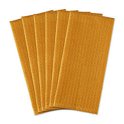 Solid Waffle Recycled Cotton Kitchen Towels in Honey Gold (Set of 6)