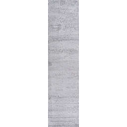 JONATHAN Y Supersoft 2' x 10' Haze Solid Low-Runner Rug in Light Gray