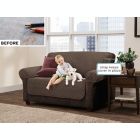 Alternate image 1 for Zenna Home Smart Fit Reversible 3-Piece Faux Suede Loveseat Cover in Mocha