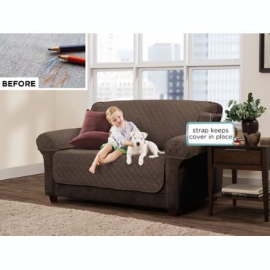 Zenna Home Smart Fit Reversible 3-Piece Faux Suede Loveseat Cover in Mocha. View a larger version of this product image.