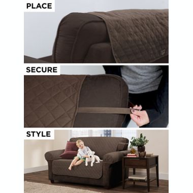 Zenna Home Smart Fit Reversible 3-Piece Faux Suede Loveseat Cover in Mocha. View a larger version of this product image.