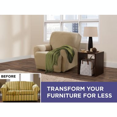 Zenna Home Smart Fit Stretch Suede 4-Piece Recliner Slipcover in Tan. View a larger version of this product image.