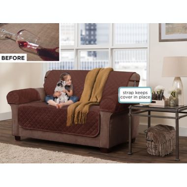 Zenna Home Smart Fit Plush 3-Piece Waterproof Loveseat Cover in Garnet. View a larger version of this product image.