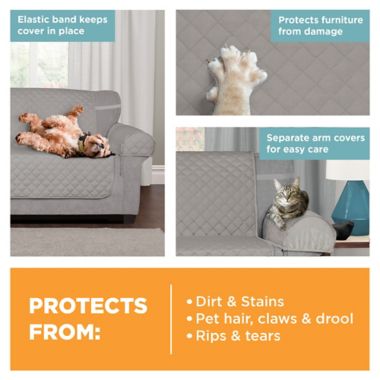 Zenna Home Smart Fit Plush 3-Piece Waterproof Recliner Cover in Grey. View a larger version of this product image.