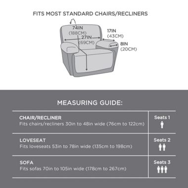 Zenna Home Smart Fit Plush 3-Piece Waterproof Recliner Cover in Grey. View a larger version of this product image.