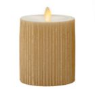 Alternate image 0 for Luminara&reg; Moving Flame&reg; 4.5-Inch Gold Ribbed Real-Flame Effect Pillar Candle