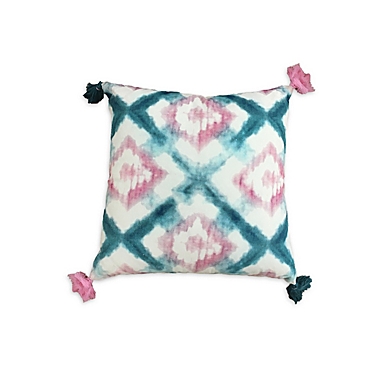 Wild Sage&trade; Kiera Crossed Diamonds Square Throw Pillow in Turquoise/Pink. View a larger version of this product image.