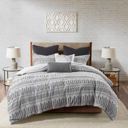 INK+IVY Rhea 3-Piece Full/Queen Duvet Cover Set in Grey