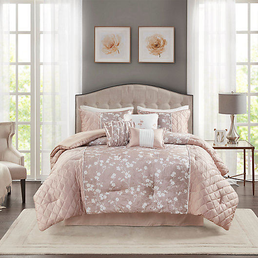 Alternate image 1 for Madison Park® Marling Printed Velvet 7-Piece Comforter Set