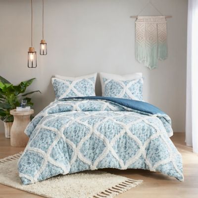 Reversible with Grey Teal Turquoise Soft Wake In Cloud Gray Duvet Cover Set 