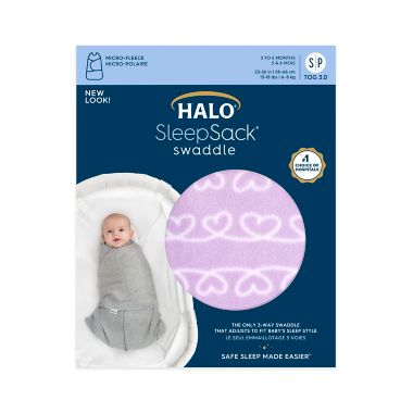 HALO&reg; Small 2-in-1 SleepSack&reg; Heartline Microfleece Swaddle in Pink. View a larger version of this product image.