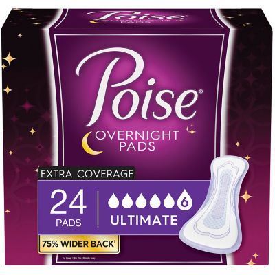 Poise Pads&reg; 24-Count Ultimate Absorbency Extra Coverage Overnight Incontinence Pads