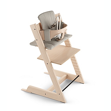 Stokke&reg; Tripp Trapp&reg; High Chair Complete in Natural with Icon Grey Cushion. View a larger version of this product image.