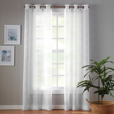 Simply Essential&trade; Plaid Grommet Sheer Window Curtain Panels (Set of 2)