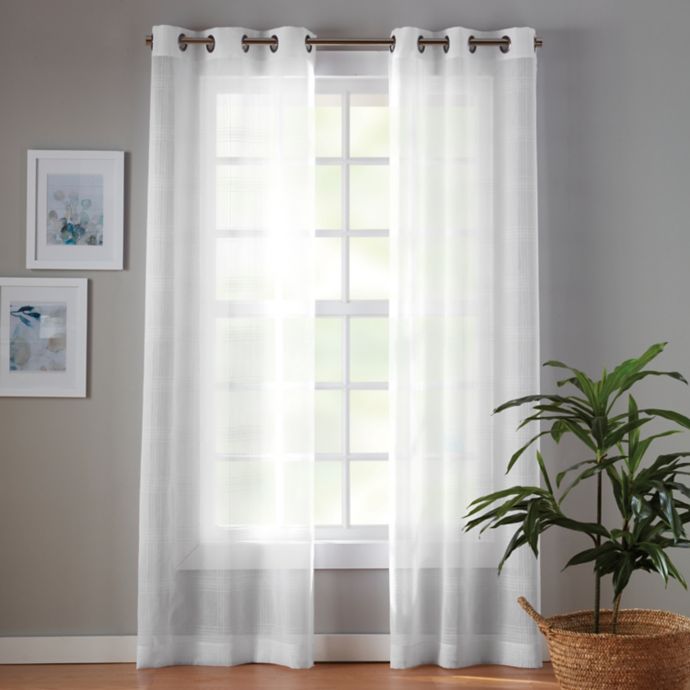 Simply Essential™ Plaid Grommet Sheer Window Curtain Panels (Set of 2
