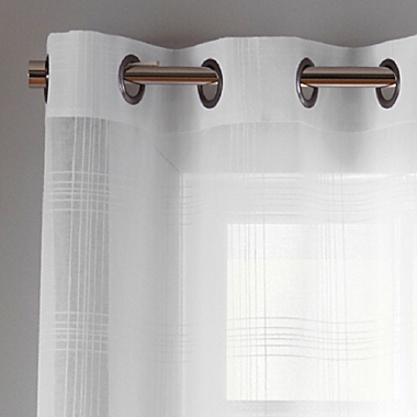 Simply Essential&trade; Plaid Grommet Sheer Window Curtain Panels (Set of 2). View a larger version of this product image.
