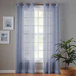 Simply Essential™ Plaid 63-Inch Grommet Sheer Curtain Panels in Tempest Navy (Set of 2)
