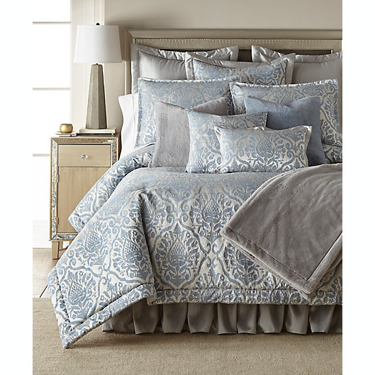 Belmont 3 Piece Comforter Set In Light, Light Blue Comforter Sets King