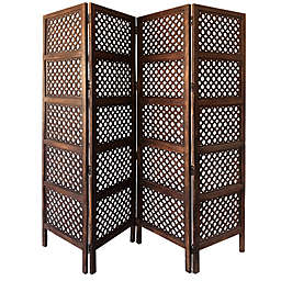 4-Panel Foldable Room Divider in Brown