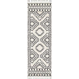 nuLOOM Vasiliki Moroccan Tribal Tassel 3' x 10' Runner in Off White