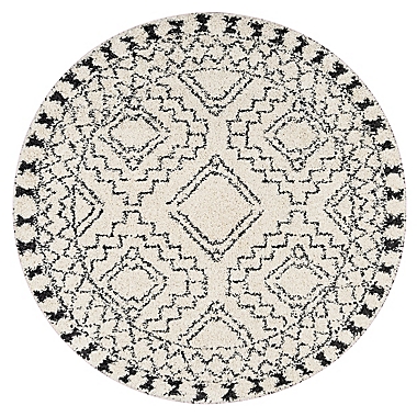 nuLOOM Vasiliki Moroccan Tribal Tassel 10&#39; Round Area Rug in Off White. View a larger version of this product image.
