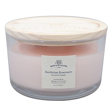 Bee &amp; Willow&trade; Sardinian Rosemary 14 oz. Wood-Wick Glass Candle in Pink. View a larger version of this product image.