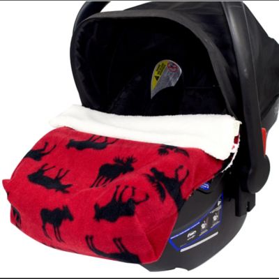 CosyCare CosyToes Mountain Fleece Moose Baby Blanket in Red