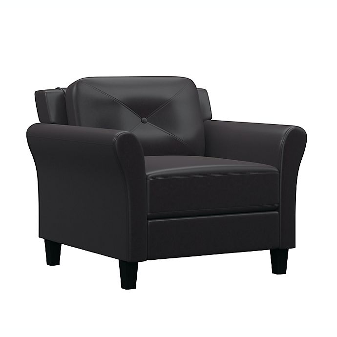 Oliver Faux Leather Armchair In Java, Faux Leather Armchair