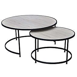 Bee & Willow™ 2-Piece Round Nesting Coffee Table Set in Light Natural