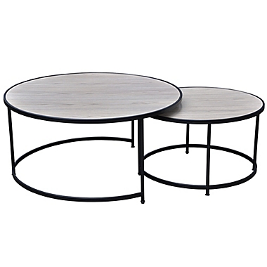 Bee &amp; Willow&trade; 2-Piece Round Nesting Coffee Table Set in Light Natural. View a larger version of this product image.
