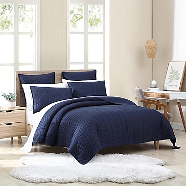 UGG&reg; Dawn 3-Piece King Quilt Set in Navy. View a larger version of this product image.
