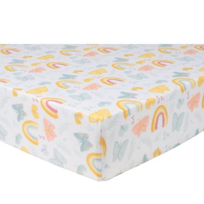 Sammy &amp; Lou 2-Pack Butterflies and Sunshine Microfiber Fitted Crib Sheets in Yellow