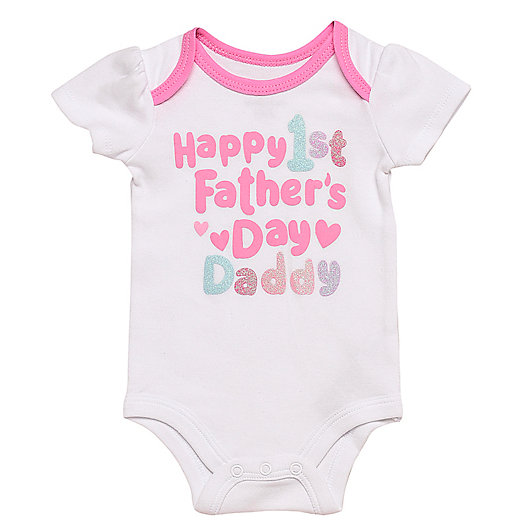 Alternate image 1 for Baby Starter's® Happy First Father's Day Bodysuit in White