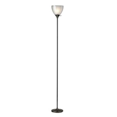 HomeRoots Metal Torchiere Floor Lamp in Black. View a larger version of this product image.