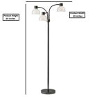 Alternate image 2 for HomeRoots Adjustable 3-Arm Metal Floor Lamp in Black