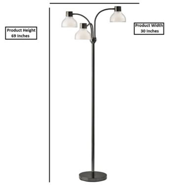 HomeRoots Adjustable 3-Arm Metal Floor Lamp in Black. View a larger version of this product image.