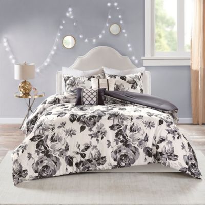 Elegant Black Floral Twin Full Queen King Bedding Comforter Soft Nature Theme 