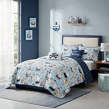 Urban Habitat Pirate Adventure 4-Piece Reversible Twin Coverlet Set in Blue. View a larger version of this product image.