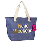 Magid &quot;Hello Weekend&quot; Insulated Straw Beach Tote in Denim