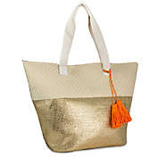 Magid Two-Tone Metallic Insulated Beach Tote in Natural/Gold