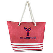 Magid &quot;The Hamptons&quot; Novelty Straw Beach Tote in Red/White
