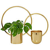 Ridge Road Decor CosmoLiving by Cosmopolitan Glam Metal Planters in Gold (Set of 2)