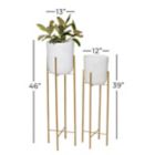 Alternate image 1 for Ridge Road D&eacute;cor Standing Metal Planters in Speckled White/Gold (Set of 2)