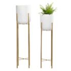 Alternate image 0 for Ridge Road D&eacute;cor Standing Metal Planters in Speckled White/Gold (Set of 2)