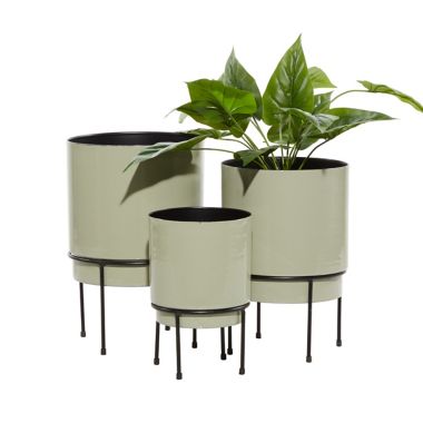 Ridge Road D&eacute;cor Modern Round Metal Planters in White (Set of 3). View a larger version of this product image.