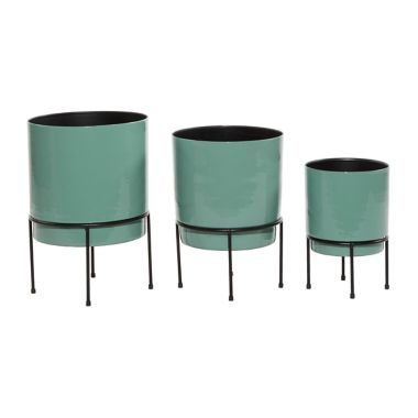 Ridge Road D&eacute;cor Modern Round Metal Planters (Set of 3). View a larger version of this product image.