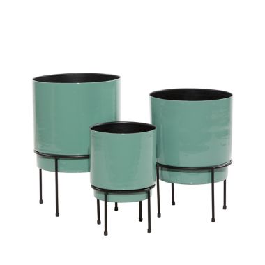 Ridge Road D&eacute;cor Modern Round Metal Planters (Set of 3). View a larger version of this product image.